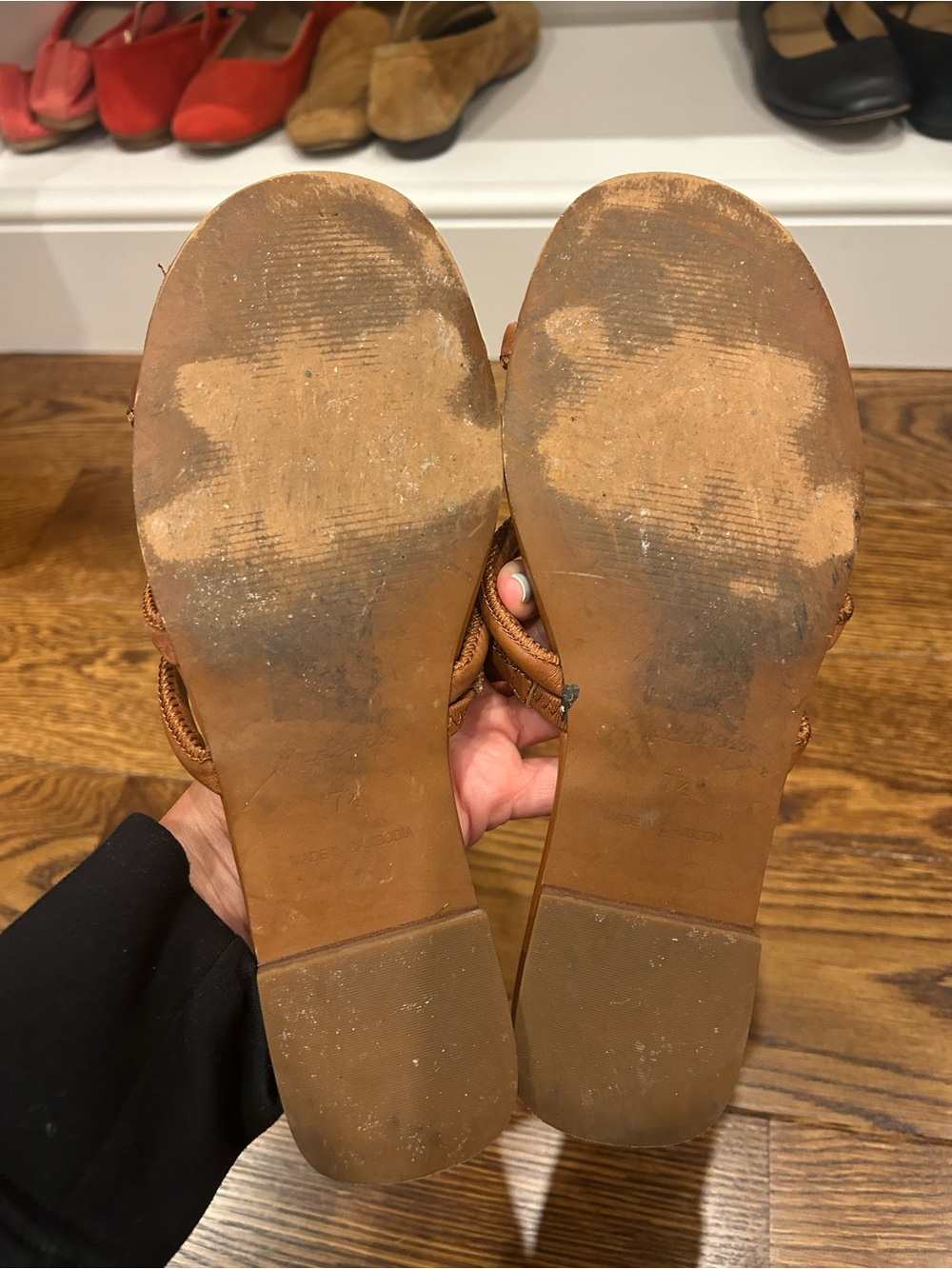 Madewell Cognac Leather Knotted Slide Sandals - Picture 5 of 5